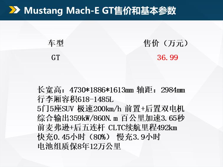 售价36.99万元丰富运动车型解析MustangMach-EGT