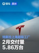 特斯拉上海超级工厂2月交付量5.86万台，同比增长91%